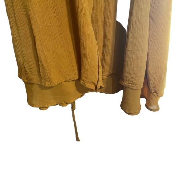 Lulus Mustard Yellow Harbor Point Wrap Dress w/Slit Sleeves - Picture 4 of 11